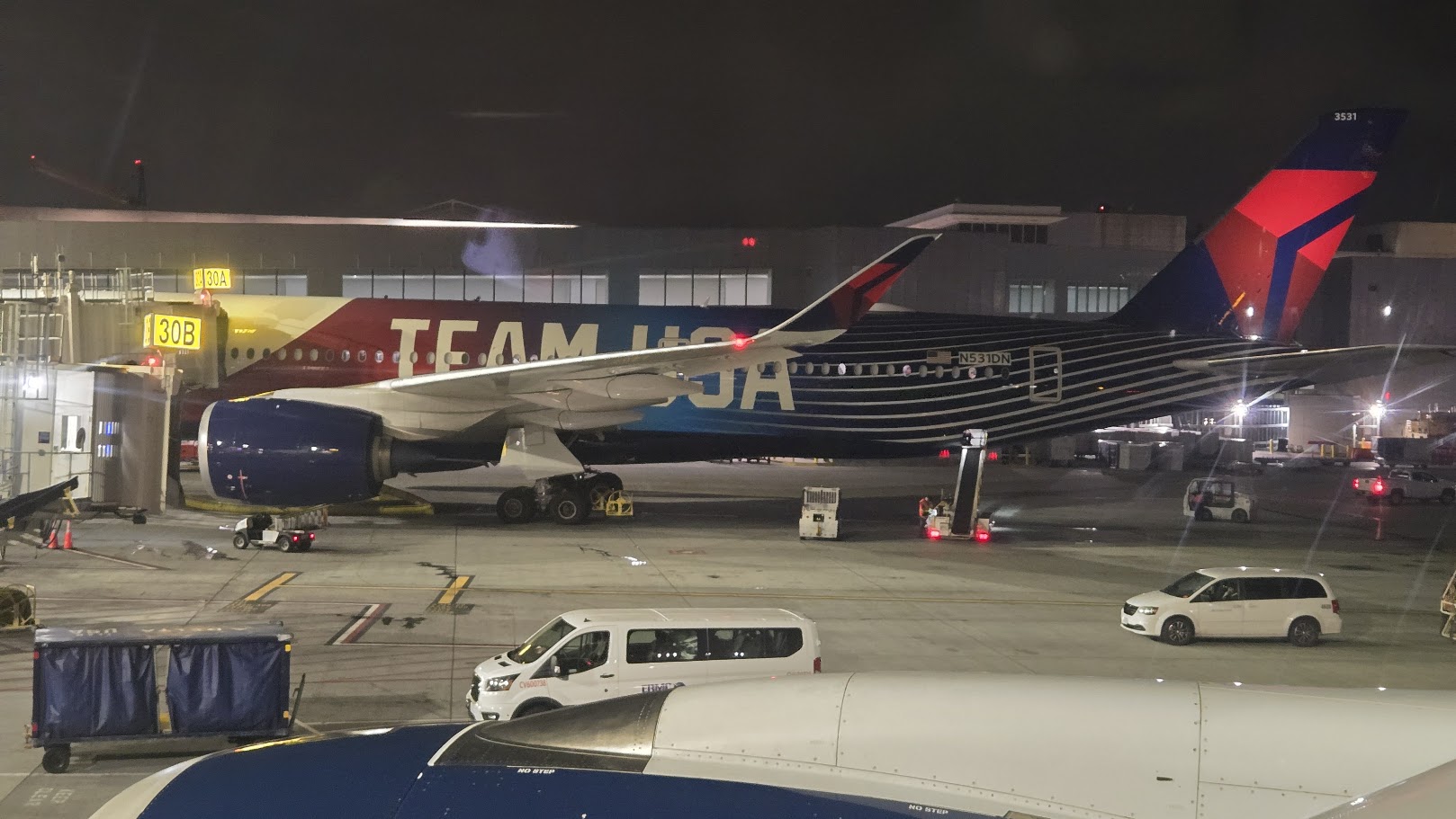 Delta Team USA Olympic Livery Airbus A350-900 at LAX Gate 30B