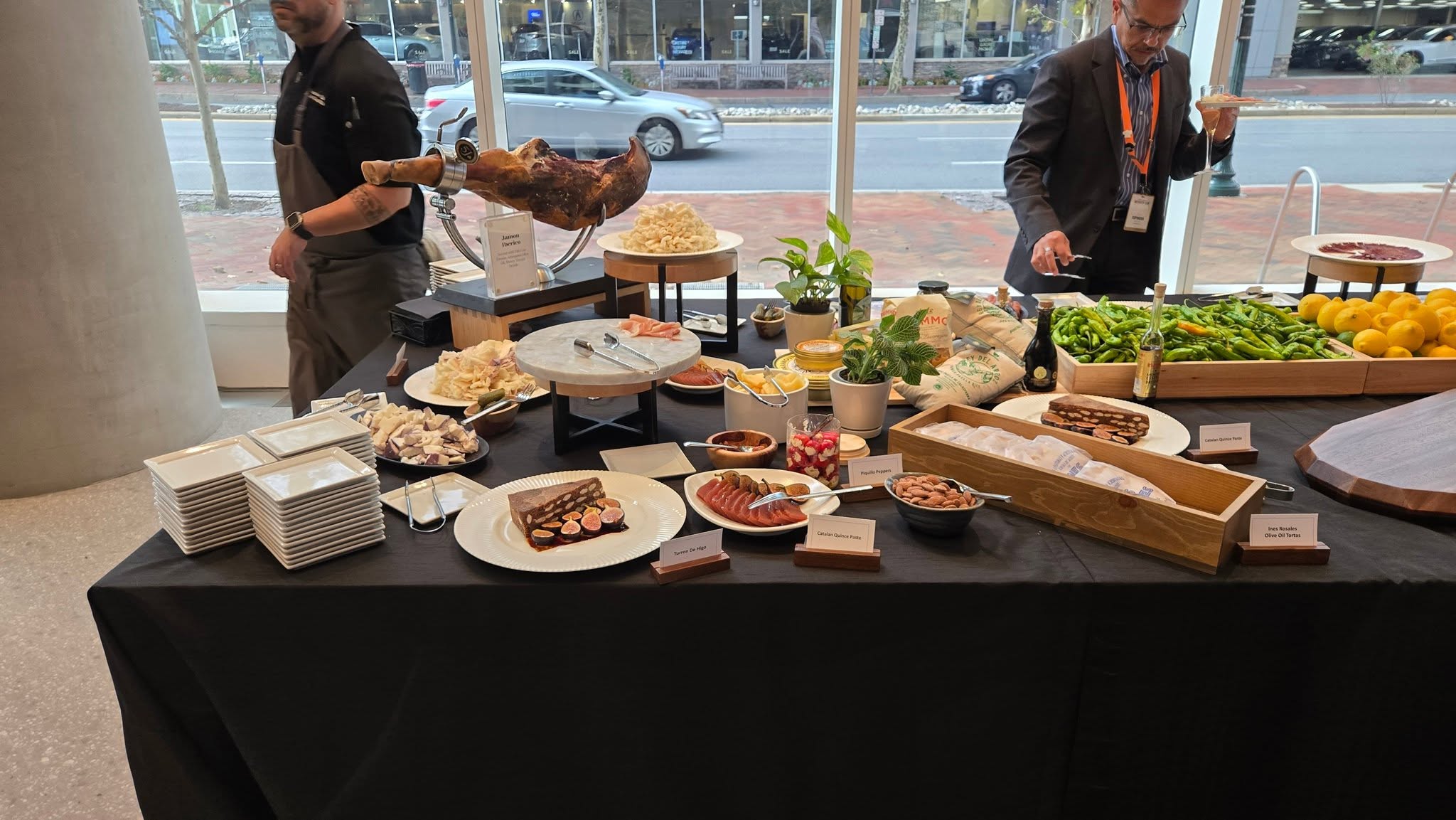 Hand-carved Jamรณn Ibรฉrico and artisanal tapas spread