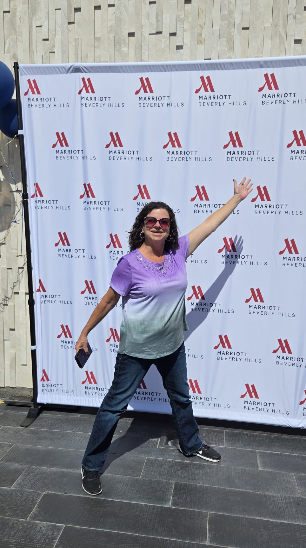 Maureen Salvatore at the Marriott Beverly Hills banner