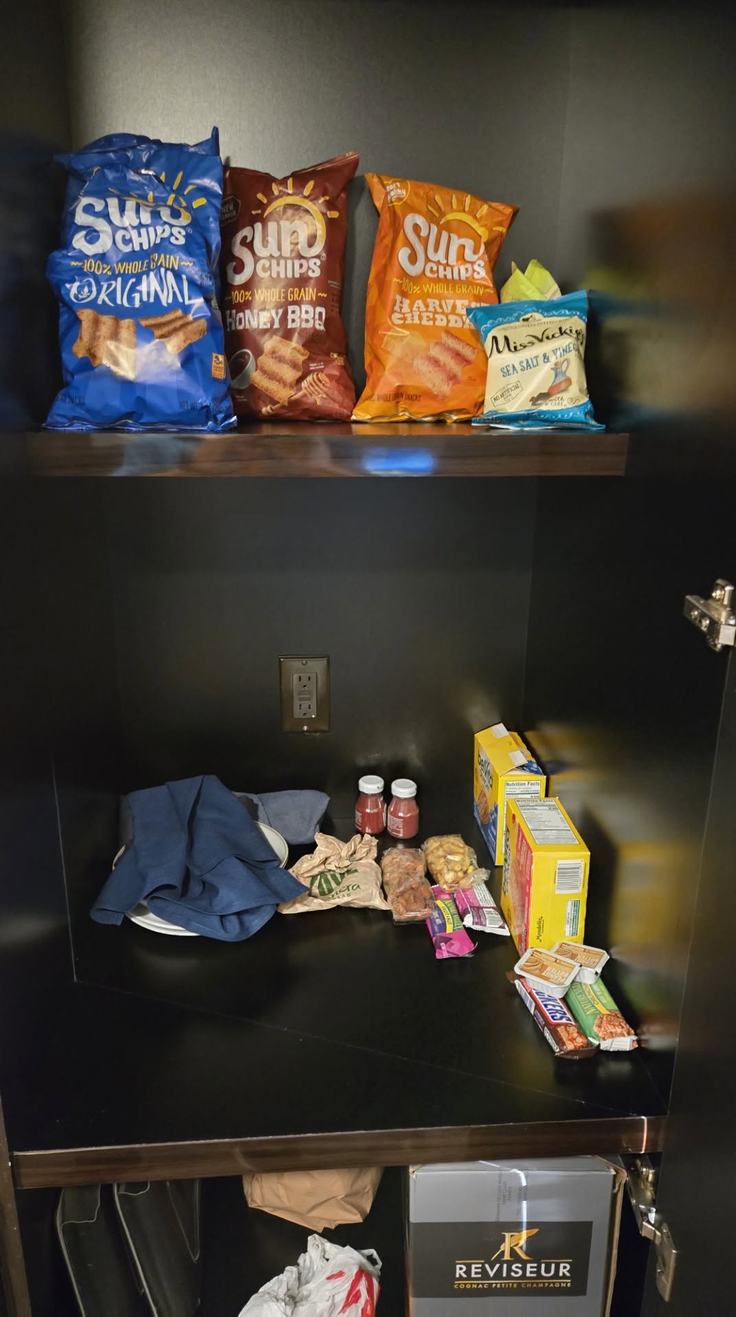 Suite extended stay snack pantry storage
