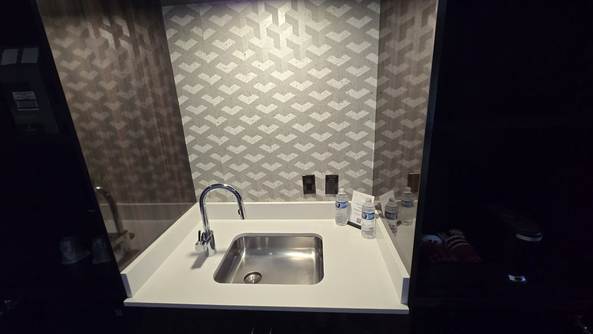 Suite wet bar sink and gooseneck faucet