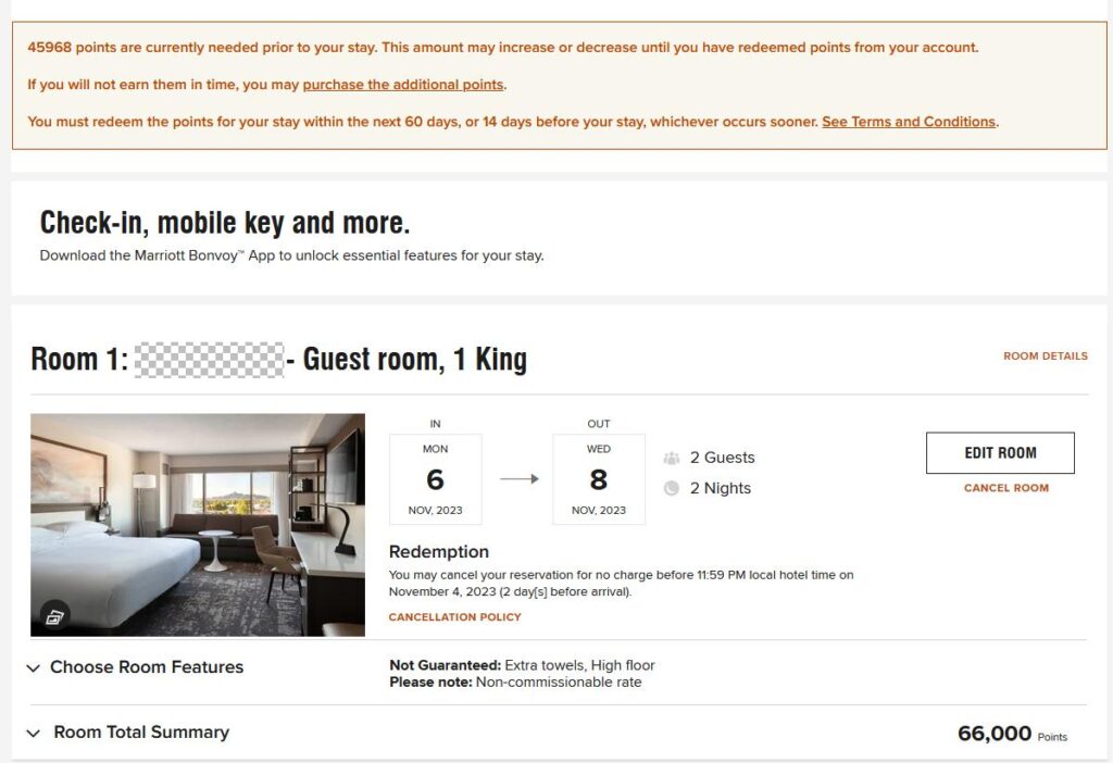 My Last Marriott Bonvoy Points Advance Reservation